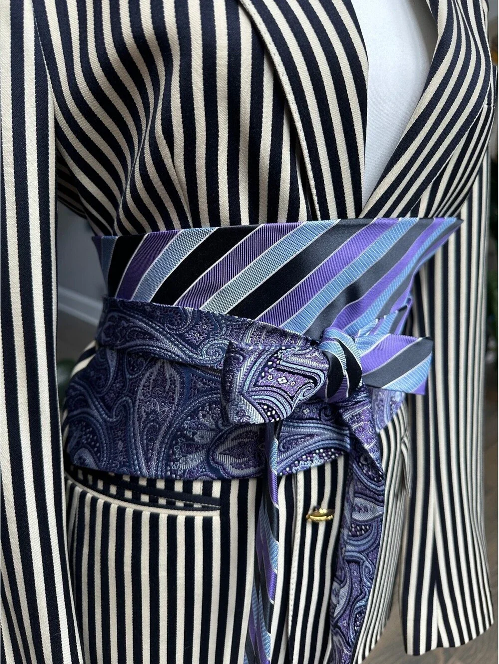 Upcycled Silk Obi Belt | Corset Style Wrap | OOAK | OS